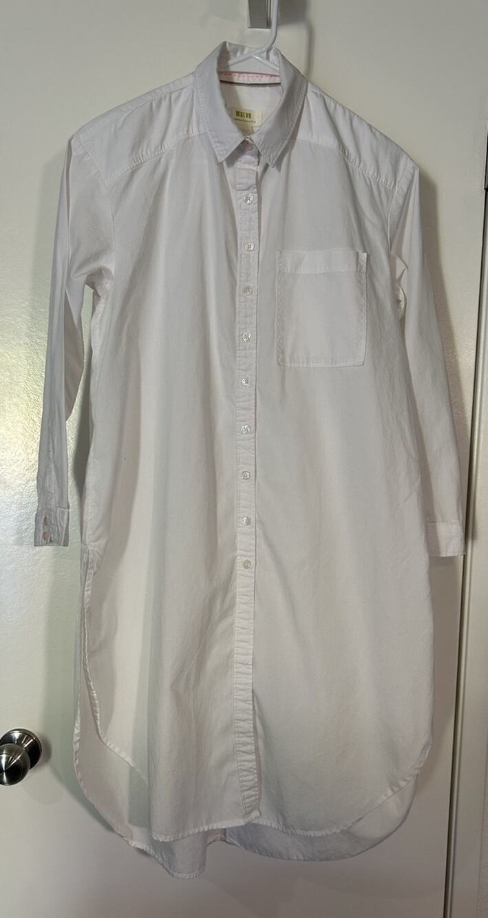 Maeve Women’s Size XS White Maxi Poplin Button Down Oxford LS Shirt Dress